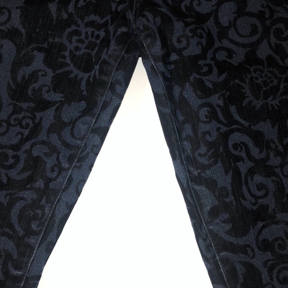 J BRAND Brocade The a Skinny Velvet Flocked textured blue black jeans Scroll - Picture 6 of 7